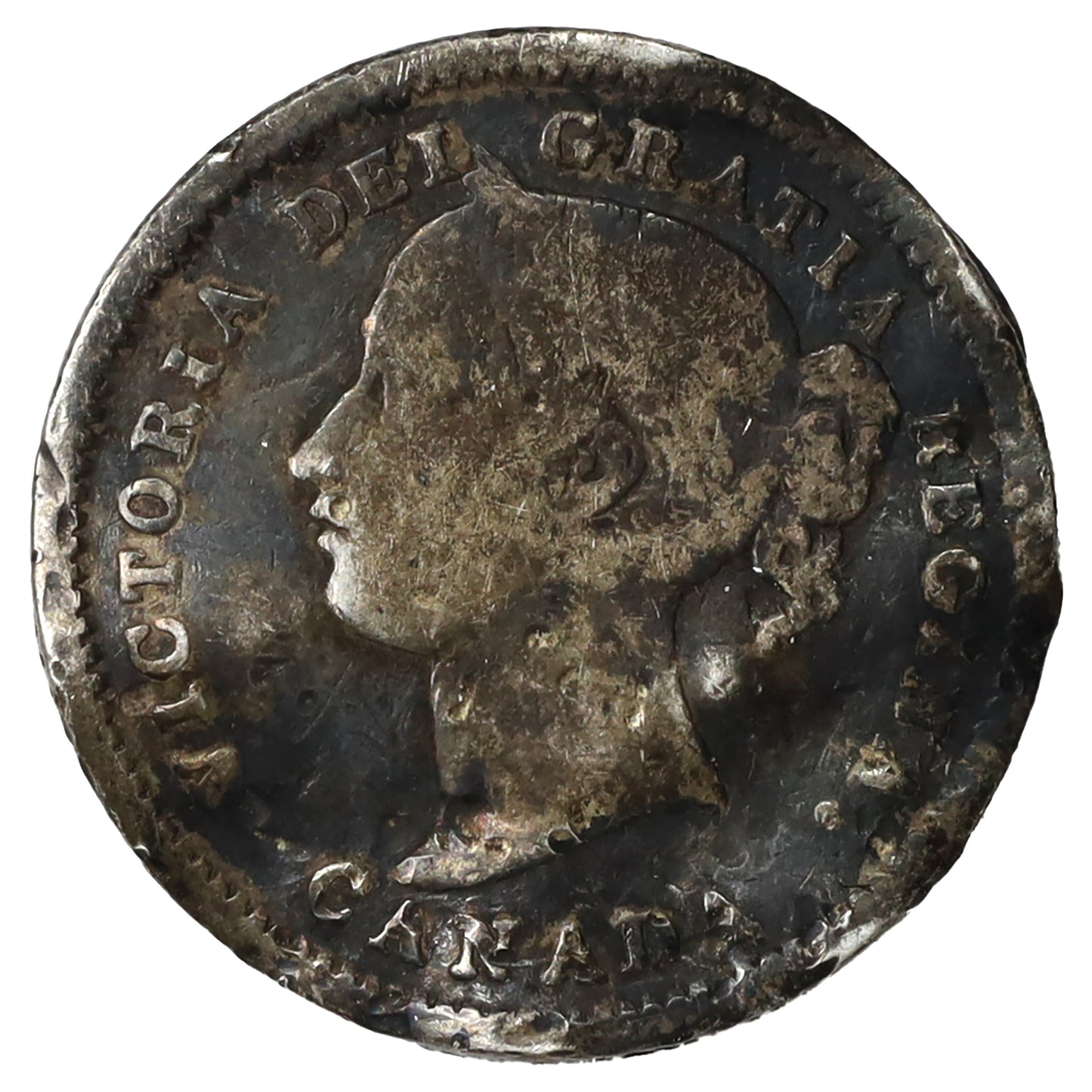 Love Token Struck on Canadian Victorian Dime: "CM"