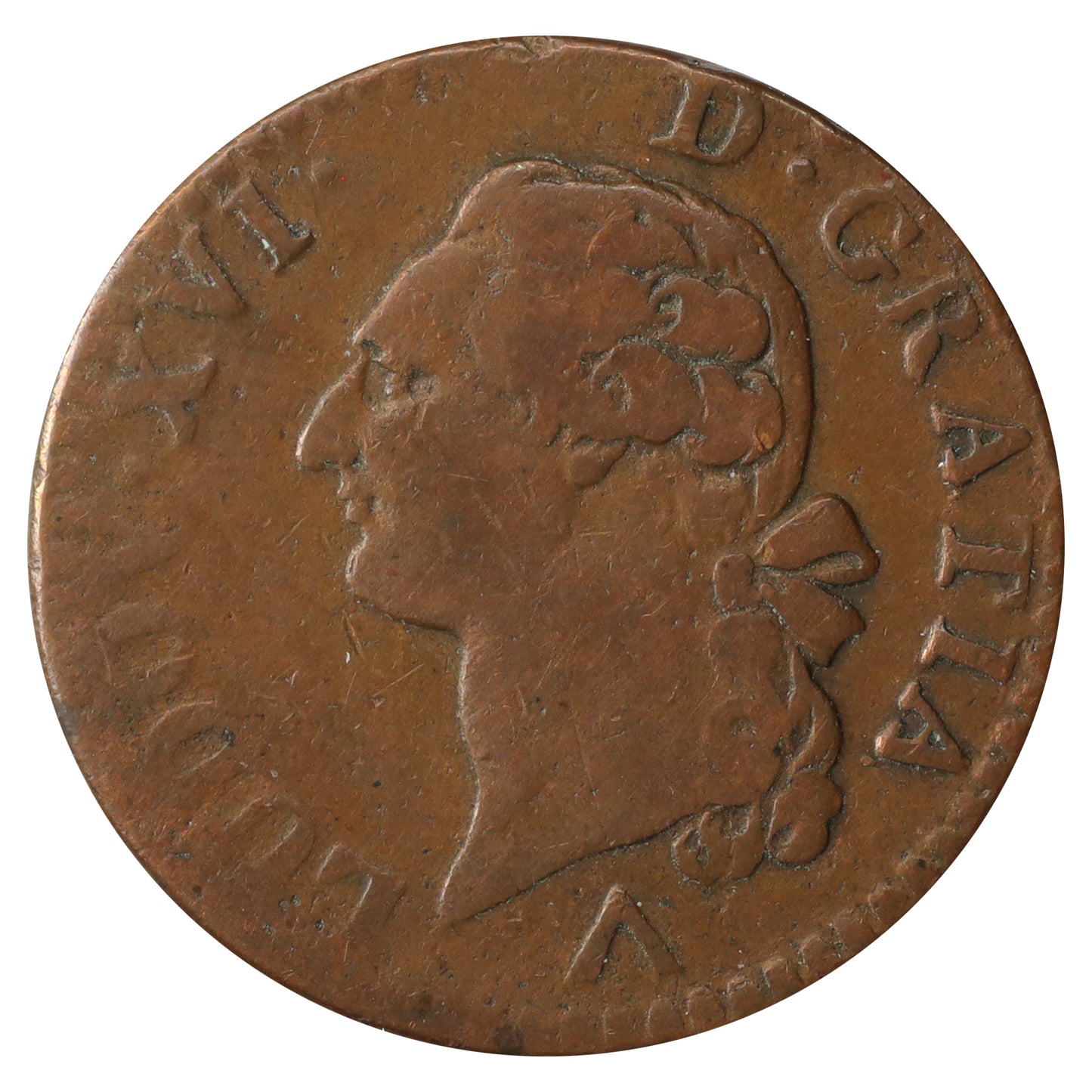 France 1777W Louis XVI 1 Sol VF-EF (VF30) DOD