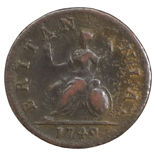 Great Britain 1749 George II Farthing Very Fine (VF20) Corroded