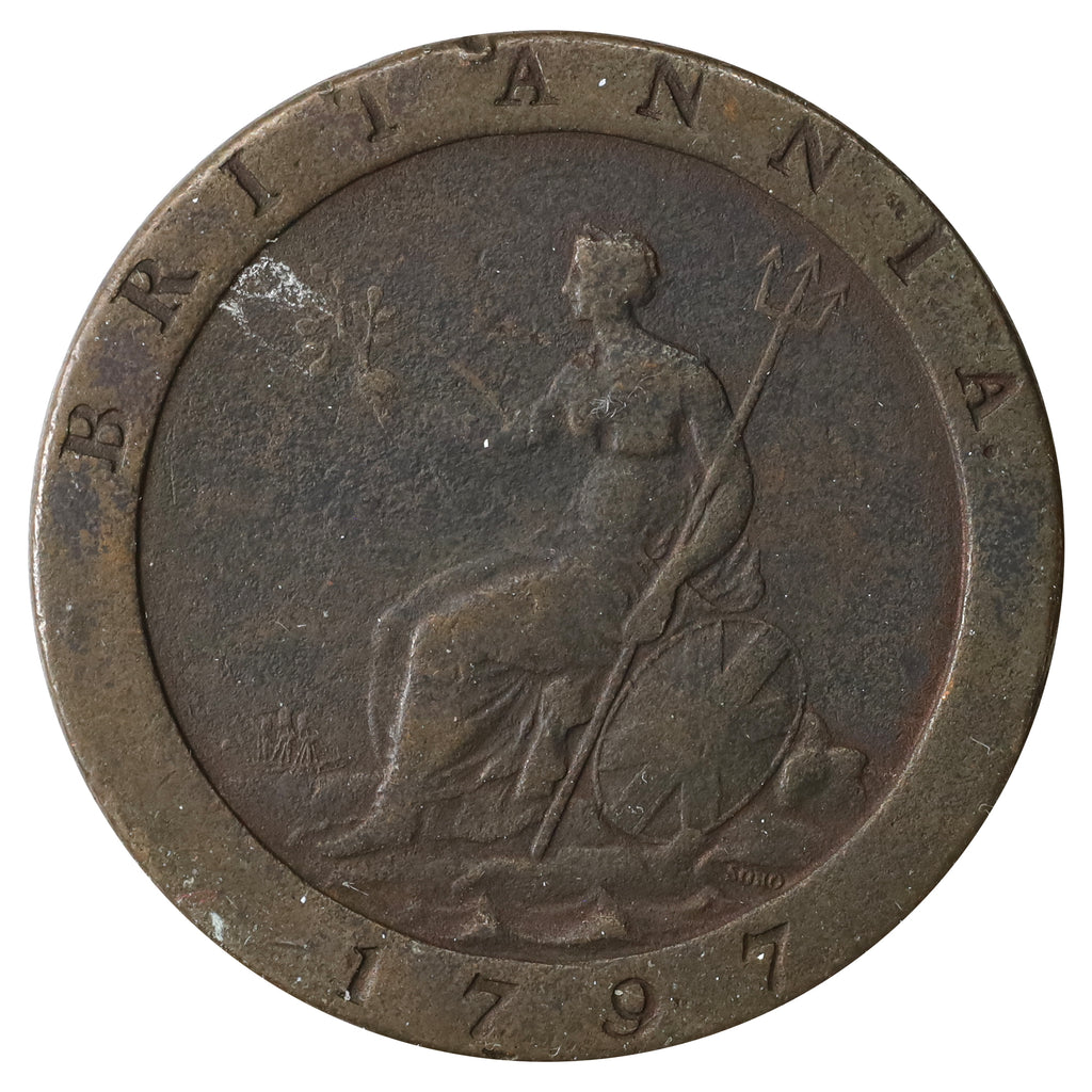 Great Britain 1797 George III Halfpenny F-VF (F15) Corroded