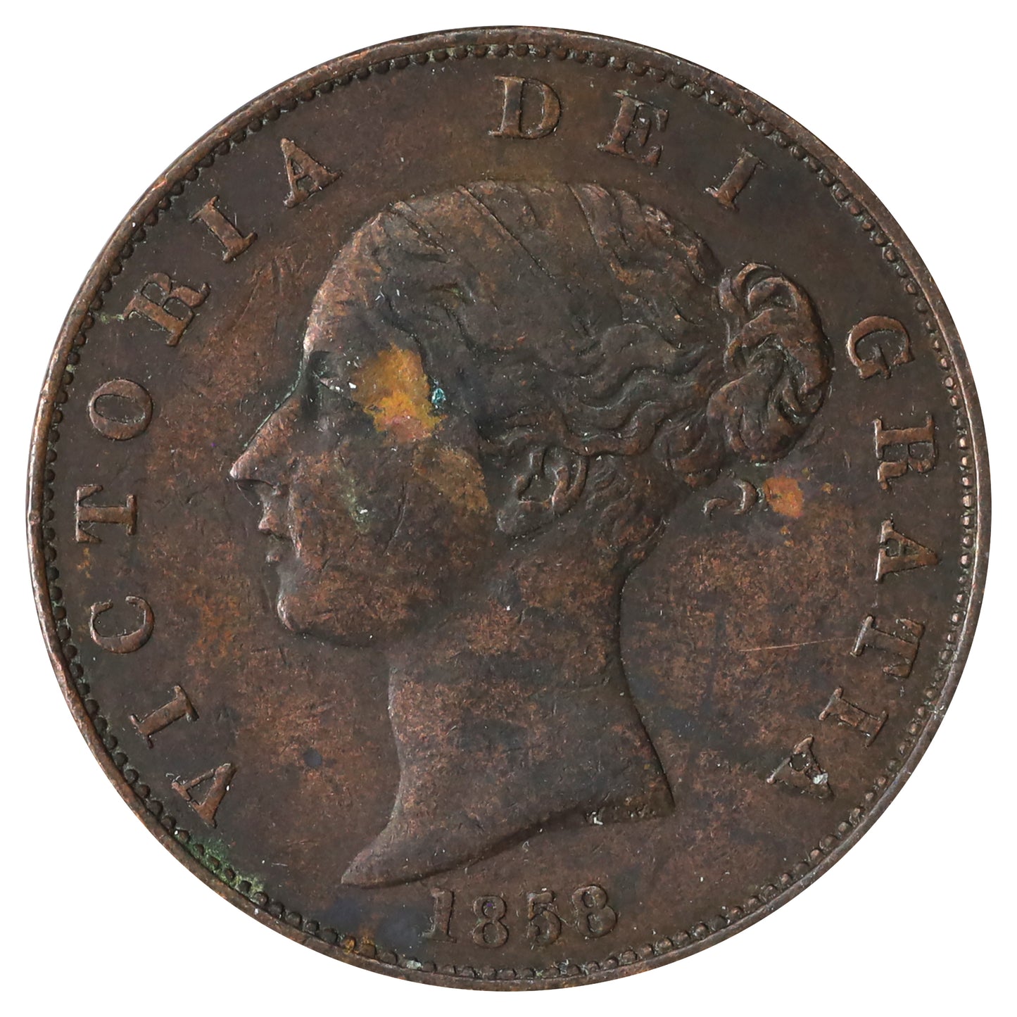 Great Britain 1858 Small Date Halfpenny VF-EF (VF30) Impaired