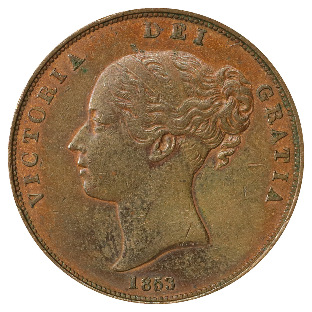 Great Britain 1853 Penny Extra Fine (EF40) Cleaned
