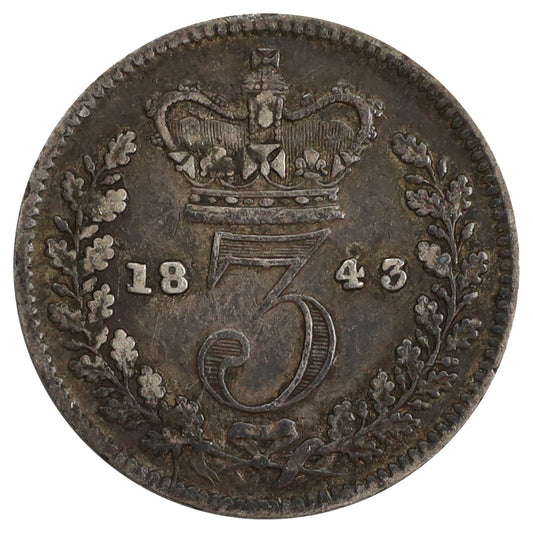 Great Britain 1843 Threepence Very Fine (VF20) Toned