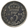 Great Britain 1893 Threepence Extra Fine (EF40) Toned
