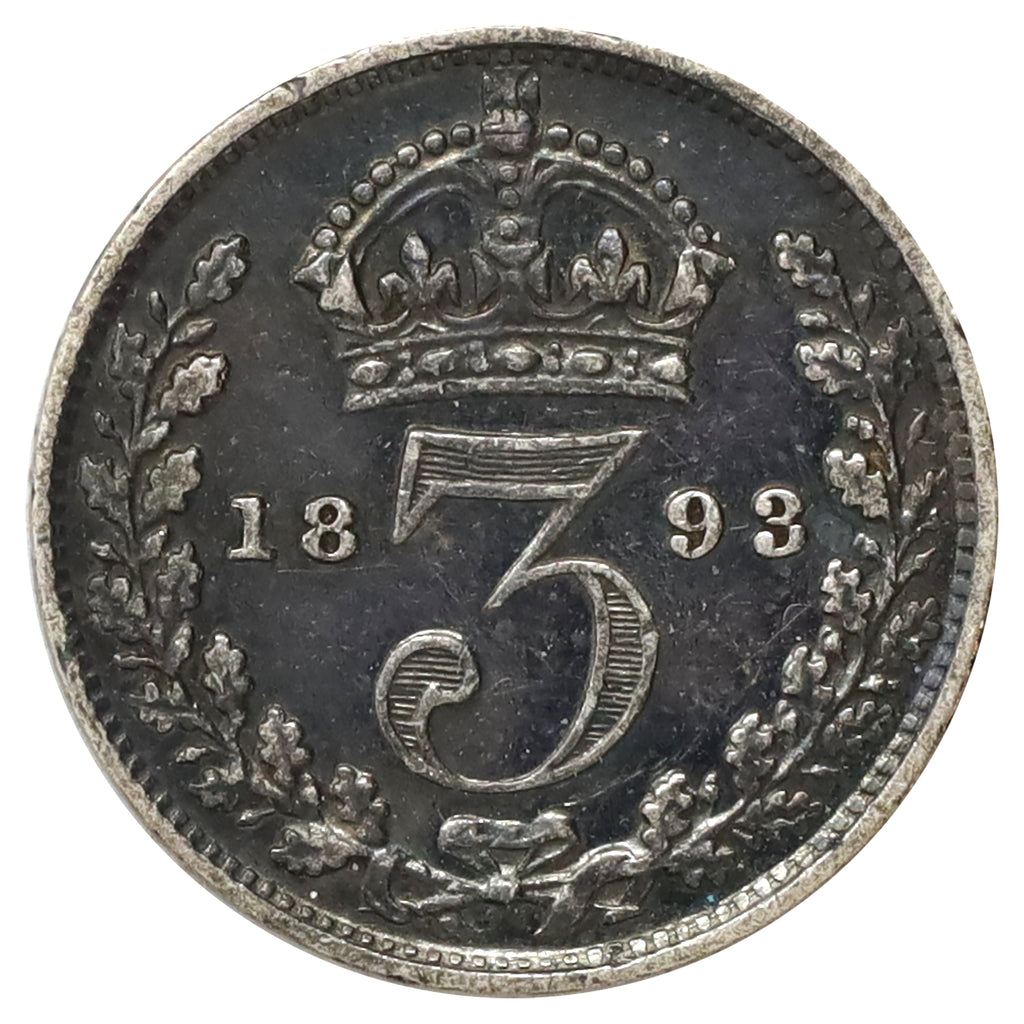 Great Britain 1893 Threepence Extra Fine (EF40) Toned