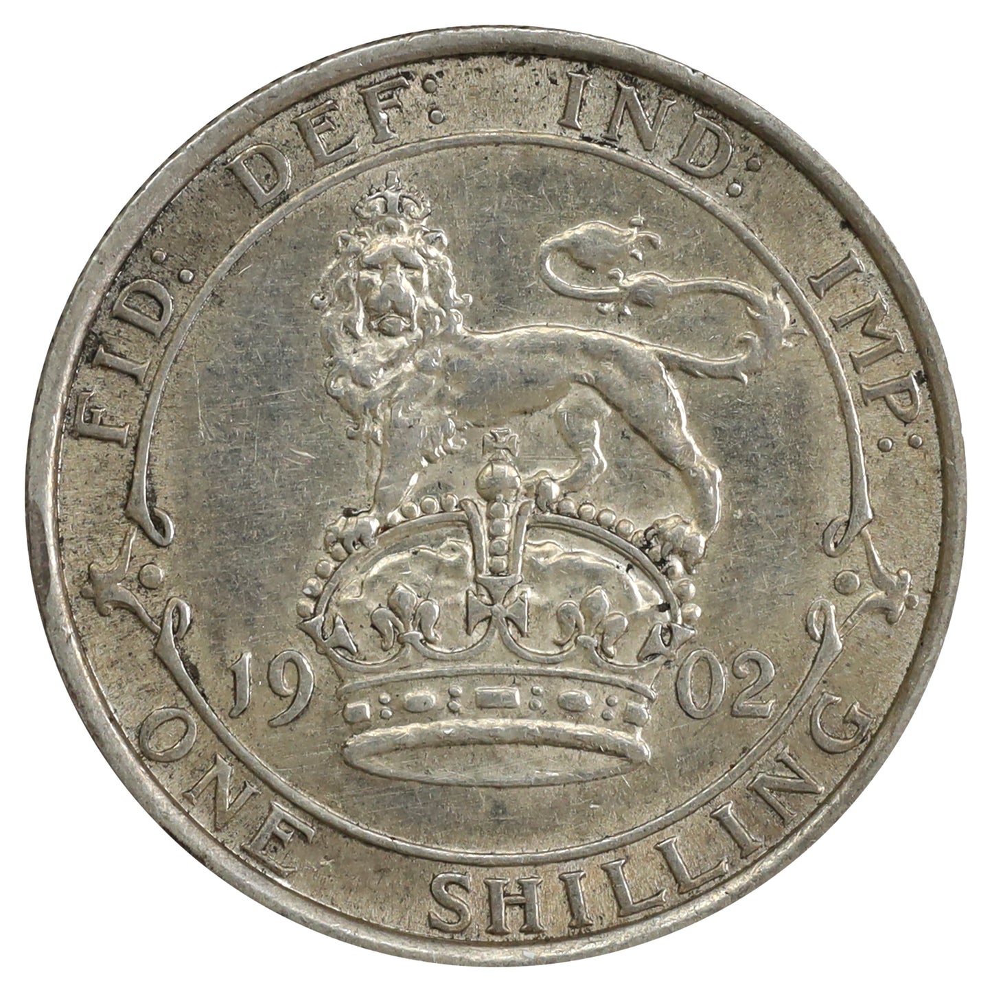 Great Britain 1902 Shilling Almost Uncirculated (AU50) Cleaned