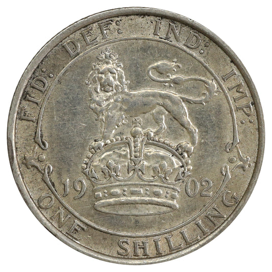 Great Britain 1902 Shilling Almost Uncirculated (AU50) Cleaned