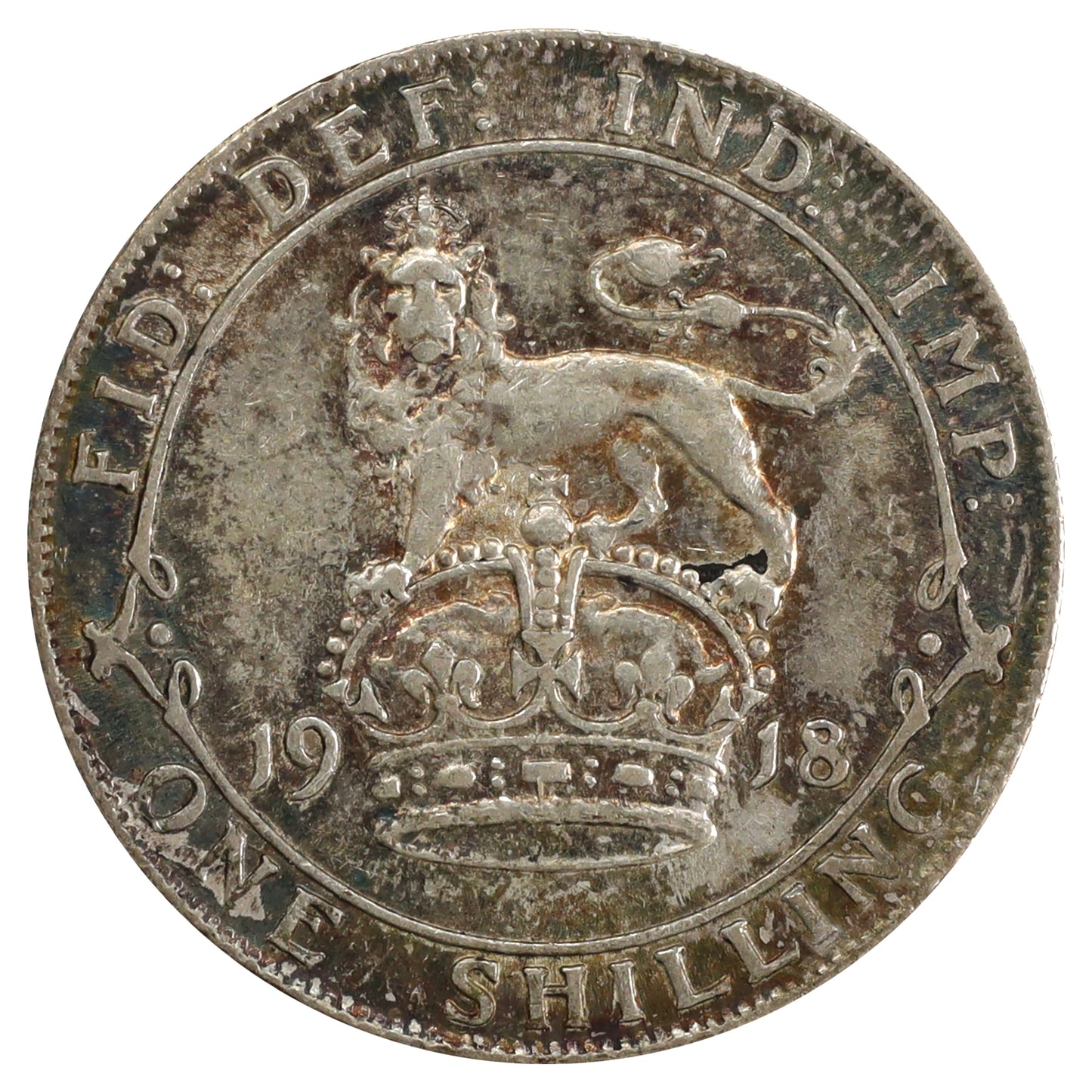 Great Britain 1918 Shilling VF-EF (VF30) Toned