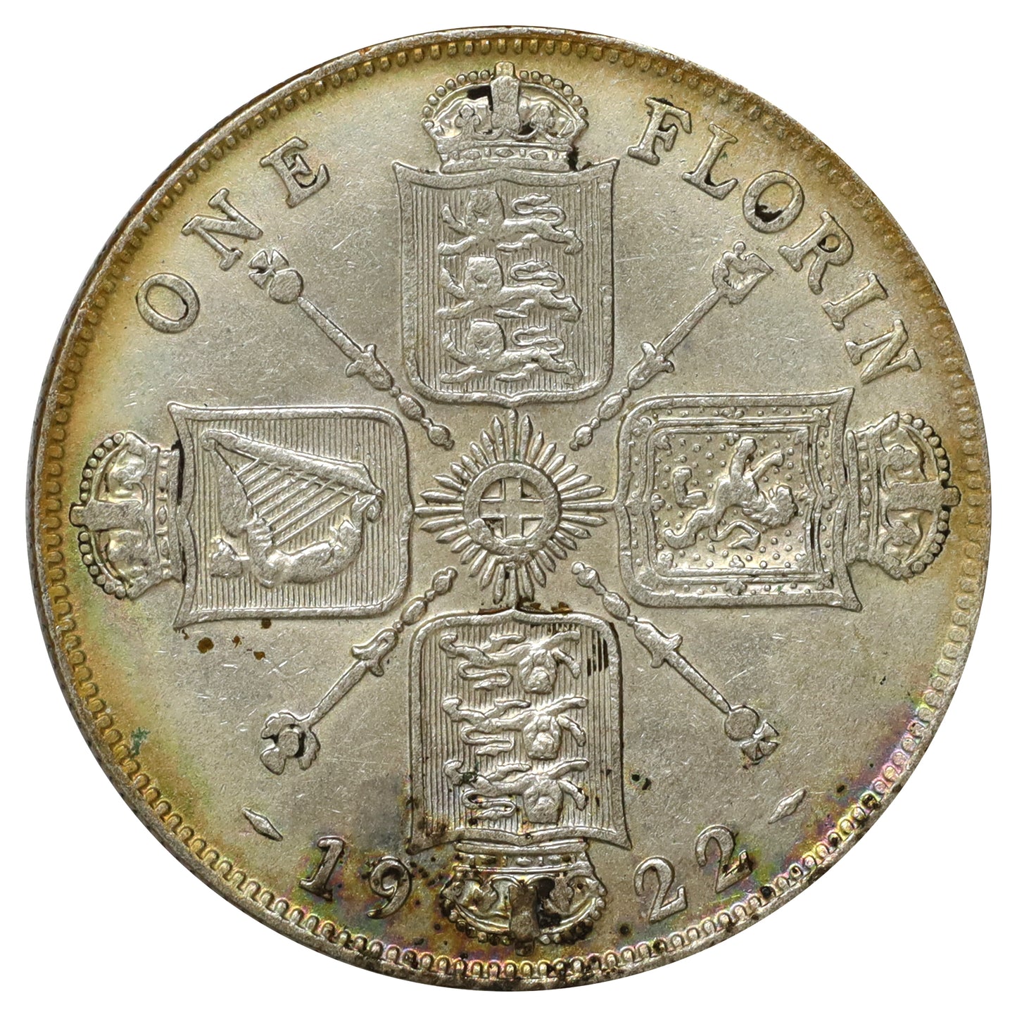 Great Britain 1922 Florin Very Fine (VF20) Impaired