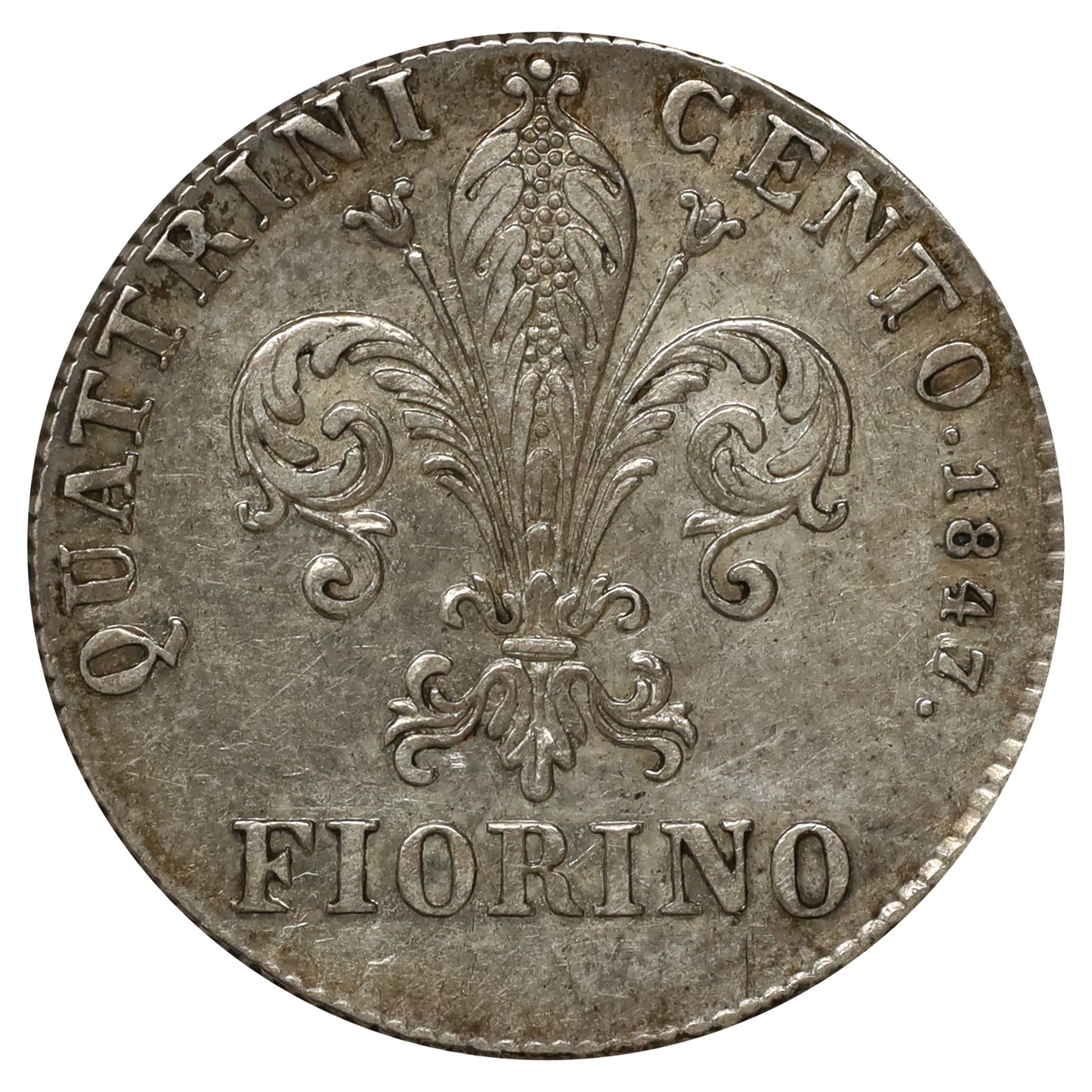 Italy 1847 Florence Leopold II Silver Florin VF-EF (VF30) DOD