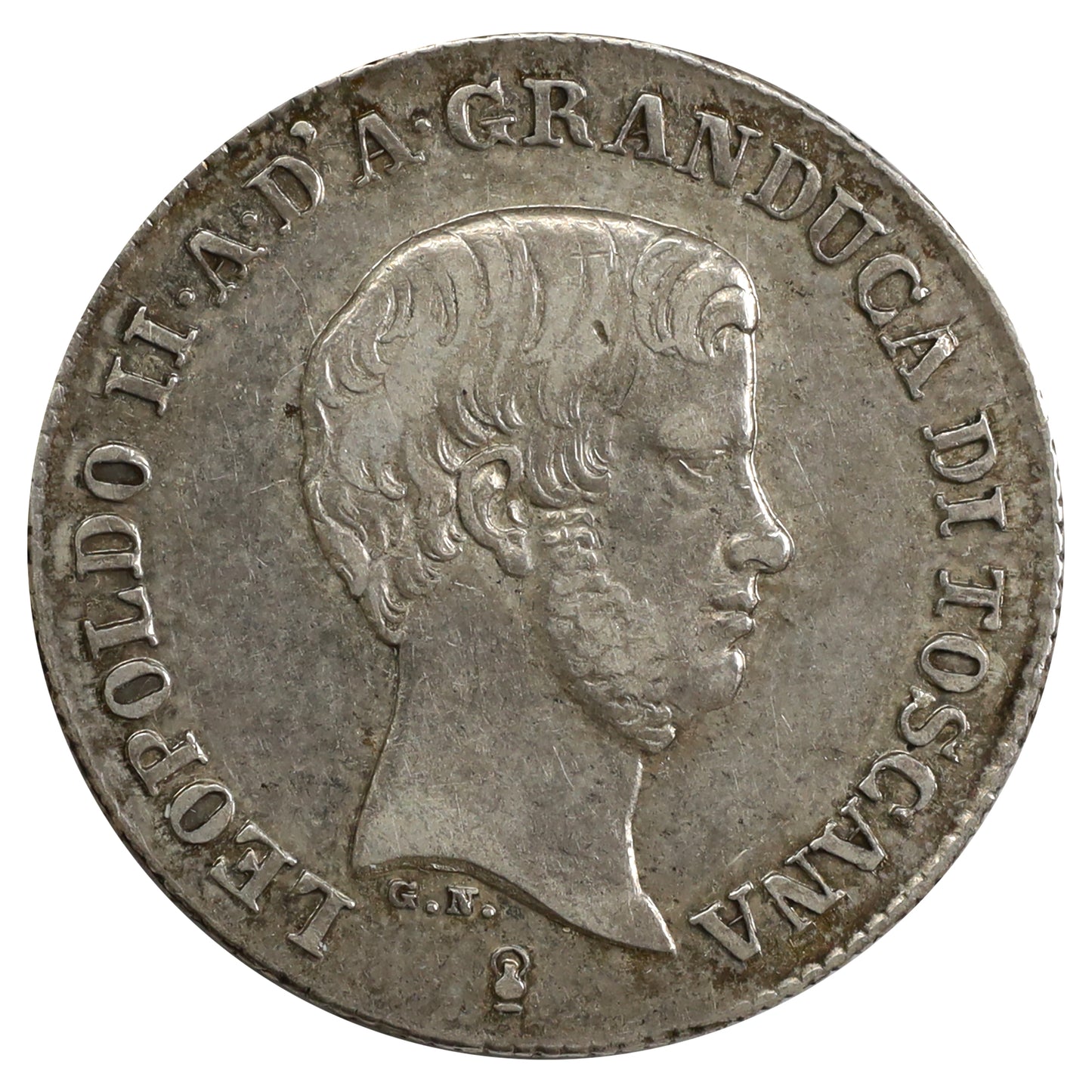 Italy 1847 Florence Leopold II Silver Florin VF-EF (VF30) DOD