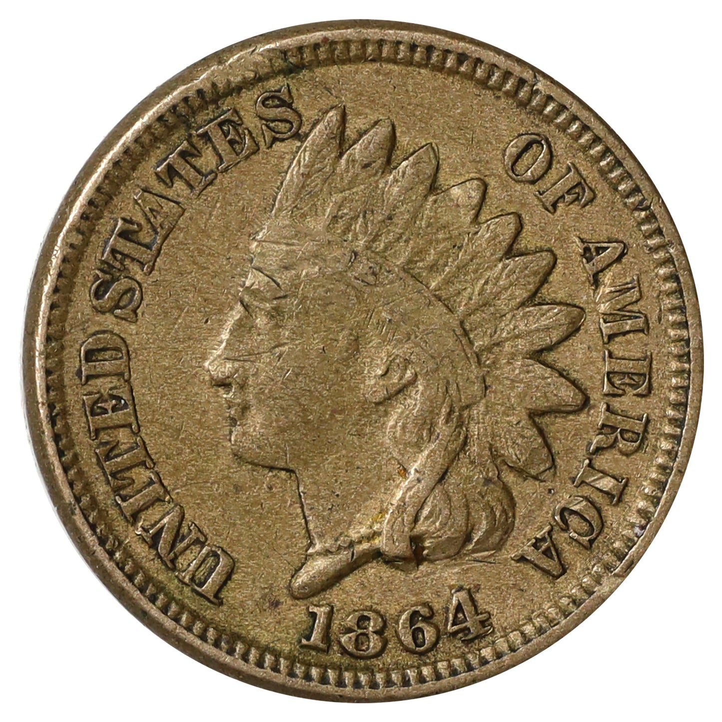 1864 Variety 1 USA Cent Extra Fine (EF40) Marks