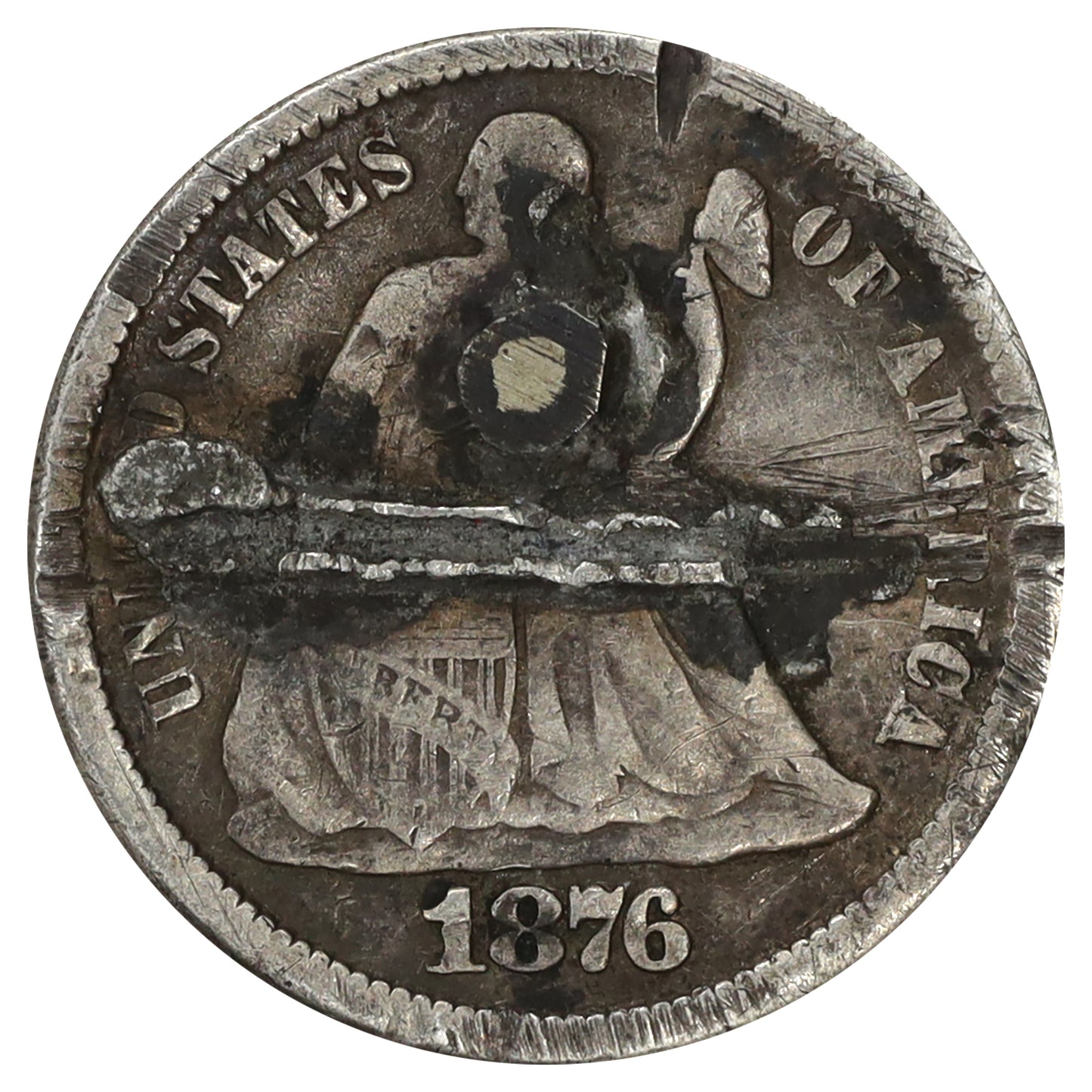 1876 Love Token on USA Dime: "CH"