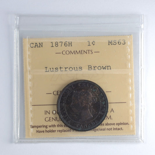 1876H Canada 1-cent ICCS Certified MS63 Lustrous Brown (DOD)
