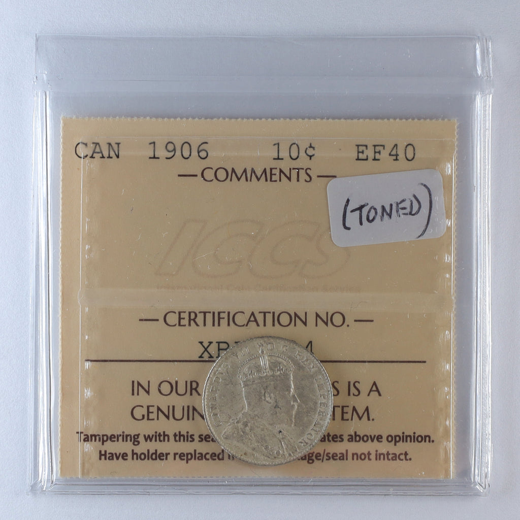 1906 Canada 10-cents ICCS Certified EF40 (Toned)