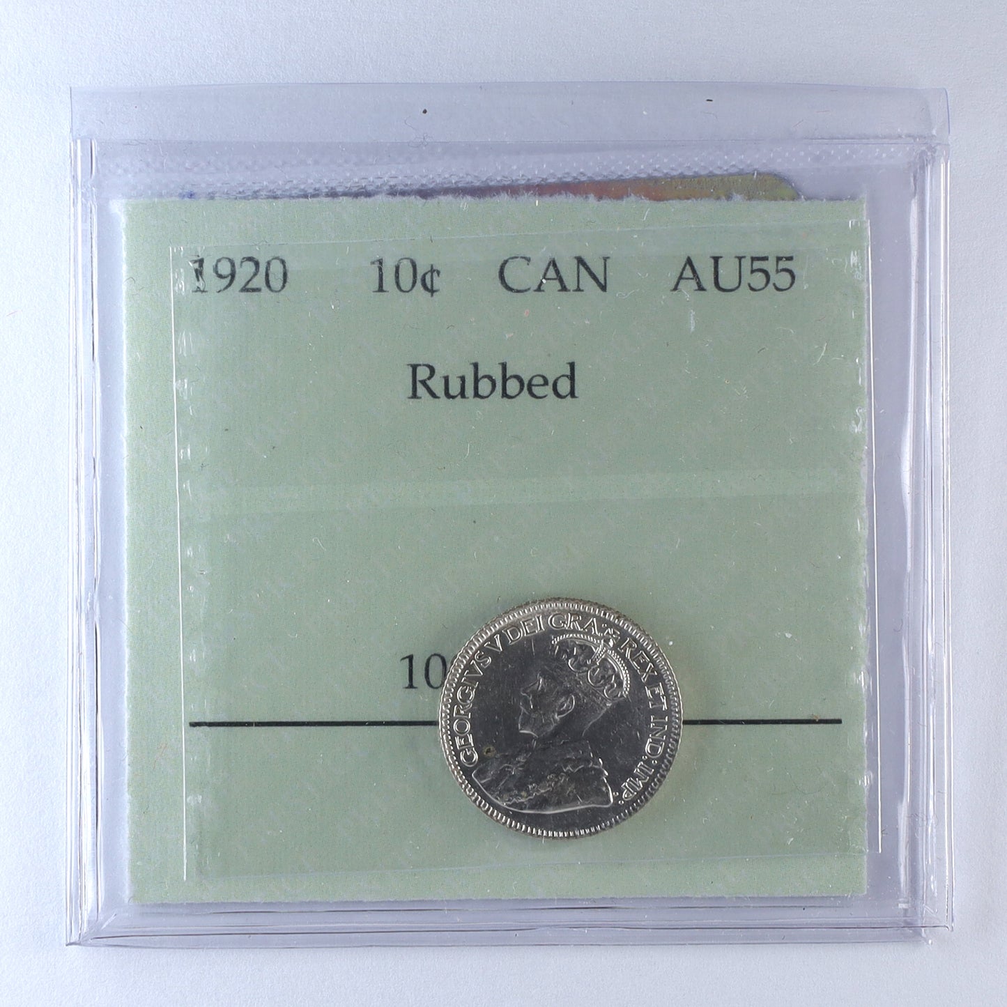 1920 Canada 10-cents Prestige Certified AU55 (Rubbed)