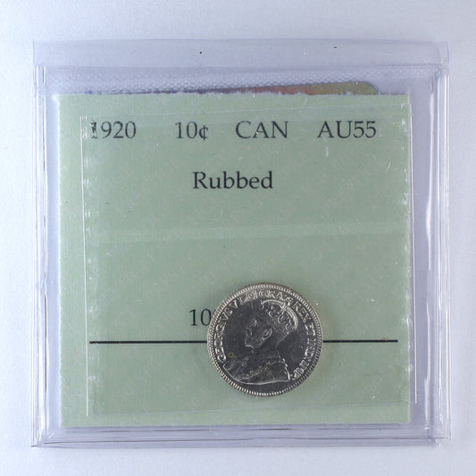 1920 Canada 10-cents Prestige Certified AU55 (Rubbed)