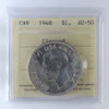 1948 Canada Dollar ICCS Certified AU50 (Cleaned)