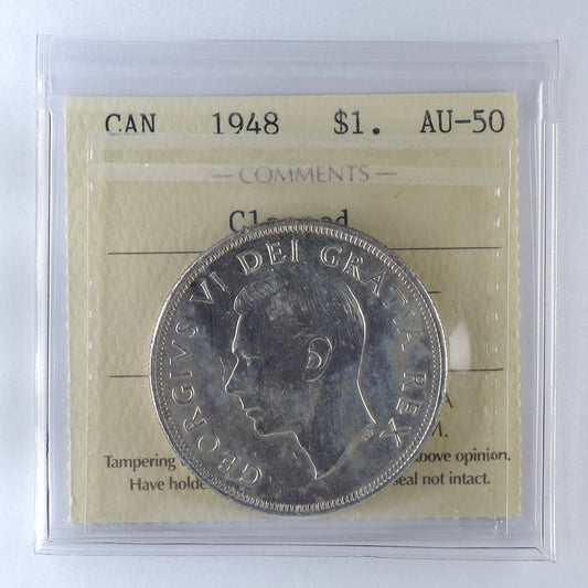 1948 Canada Dollar ICCS Certified AU50 (Cleaned)