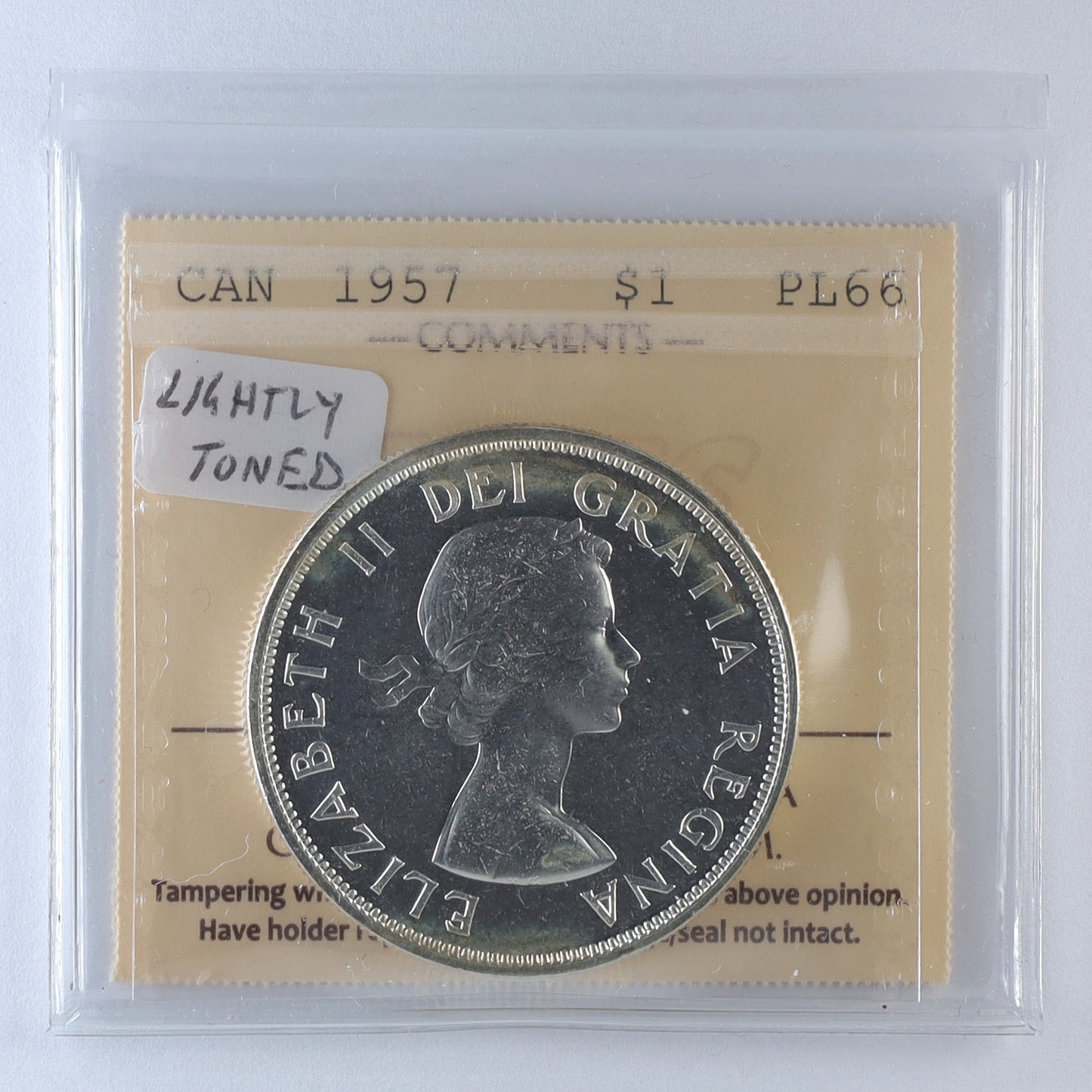 1957 Canada Dollar ICCS Certified PL66 (Lightly Toned)