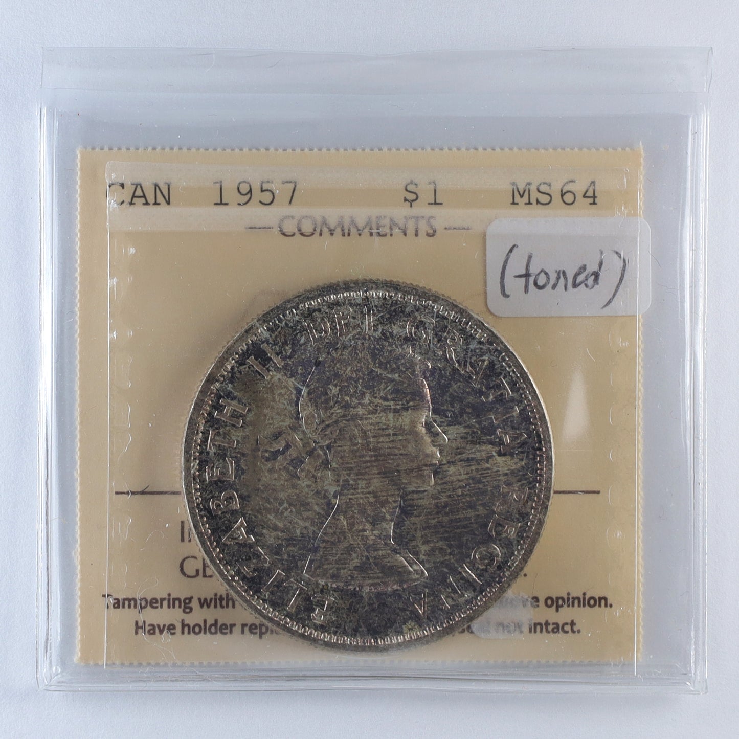 1957 Canada Dollar ICCS Certified MS64 (Toned)
