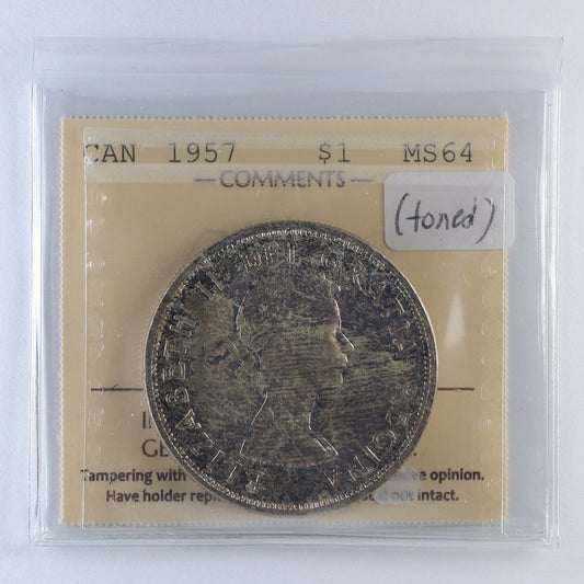 1957 Canada Dollar ICCS Certified MS64 (Toned)