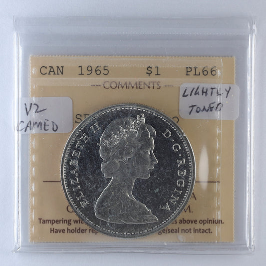 1965 Small Beads Blunt 5 (Type 2) Canada Dollar ICCS Certified PL66 Cameo (Lightly Toned)