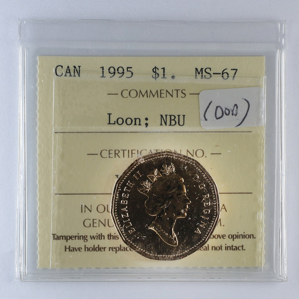 1995 Canada Loon Dollar ICCS Certified MS67 NBU (DOD)