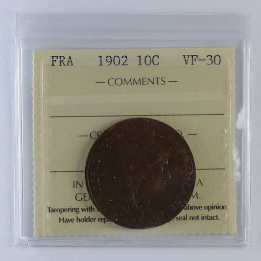 France 1902 10 Centimes ICCS Certified VF30 (DOD)