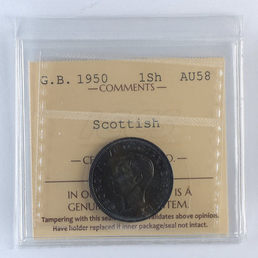 Great Britain 1950 Scottish Shilling ICCS Certified AU58 (DOD)