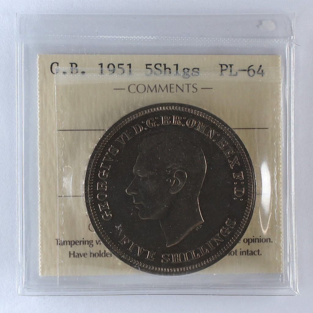 Great Britain 1951 5 Shillings ICCS Certified PL64 (DOD)