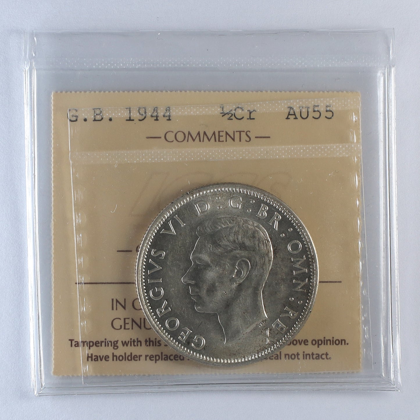 Great Britain 1944 Half Crown ICCS Certified AU55 (DOD)