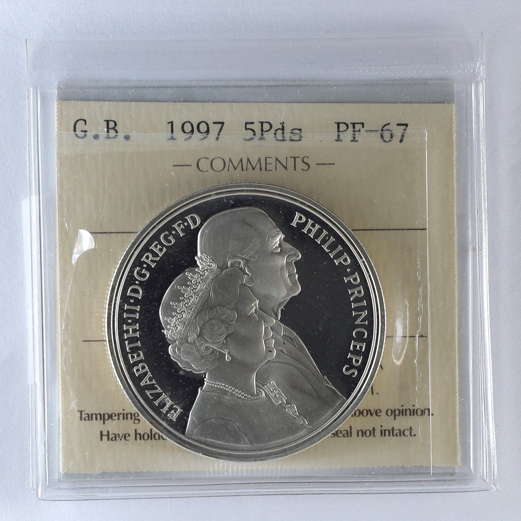 Great Britain 1997 Elizabeth II & Philip Golden Anniversary Crown ICCS Cert. PF67 (DOD)