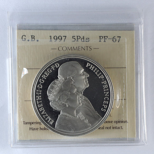 Great Britain 1997 Elizabeth II & Philip Golden Anniversary Crown ICCS Cert. PF67 (DOD)