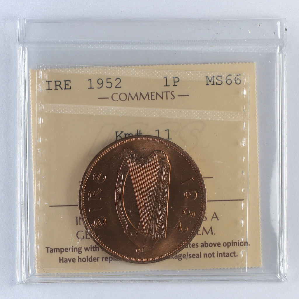 Ireland 1952 Penny ICCS Certified MS66 (DOD)