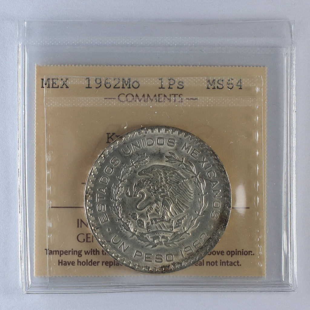Mexico 1962Mo 1 Peso ICCS Certified MS64 (DOD)