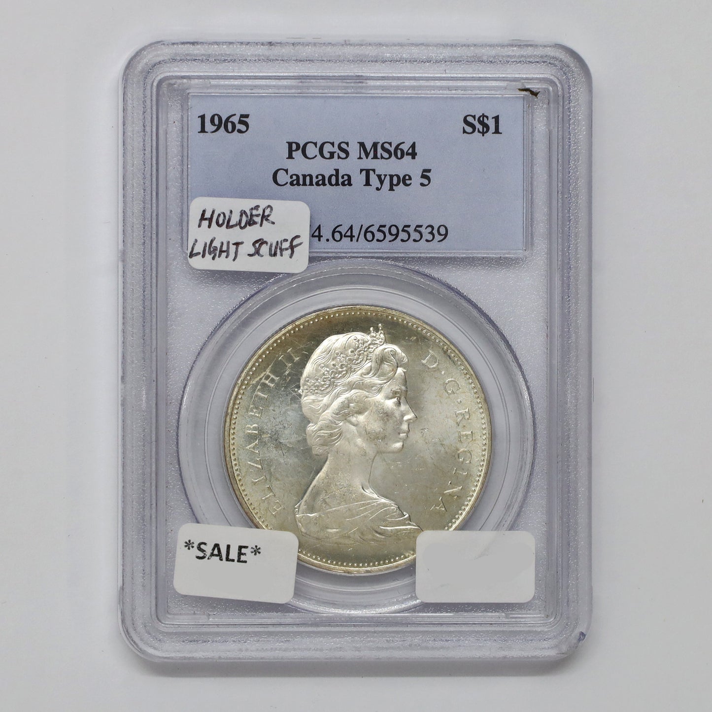 1965 Type 5 Canada Dollar PCGS Certified MS64 (Scuffed Holder)