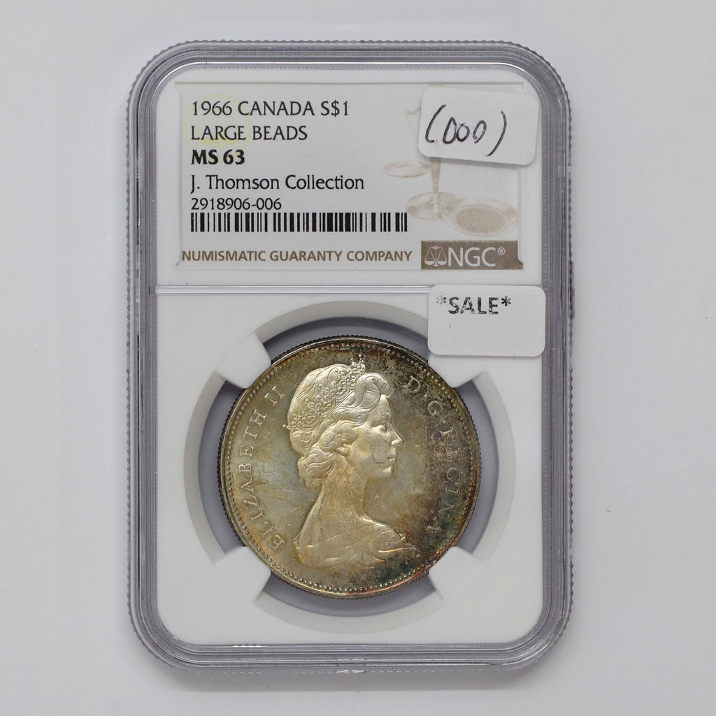 1966 Large Beads Canada Dollar NGC Certified MS63 (DOD)