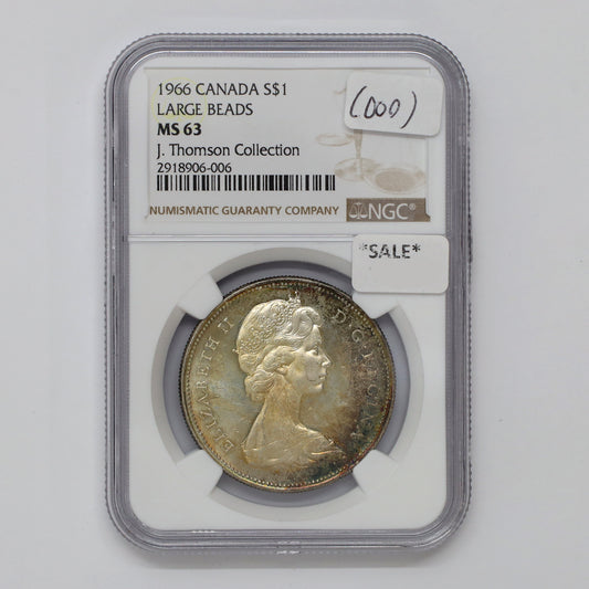 1966 Large Beads Canada Dollar NGC Certified MS63 (DOD)