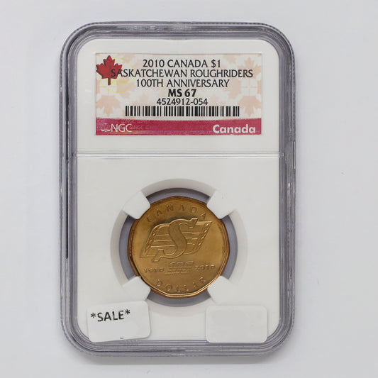 2010 Saskatchewan Roughriders Canada Loon Dollar NGC Certified MS67 (DOD)