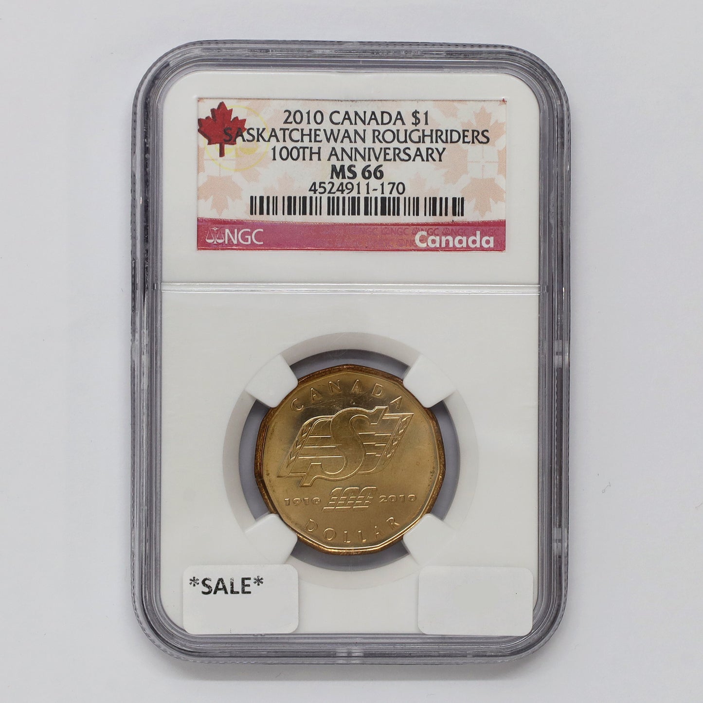 2010 Saskatchewan Roughriders Canada Loon Dollar NGC Certified MS66 (DOD)