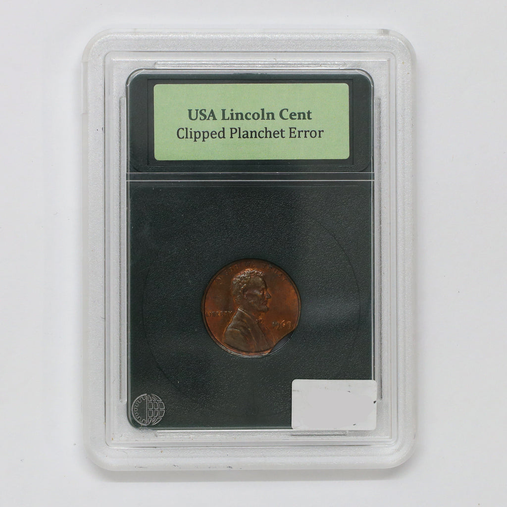 ERROR 1969 Clipped Planchet USA Cent in Slab (DOD)