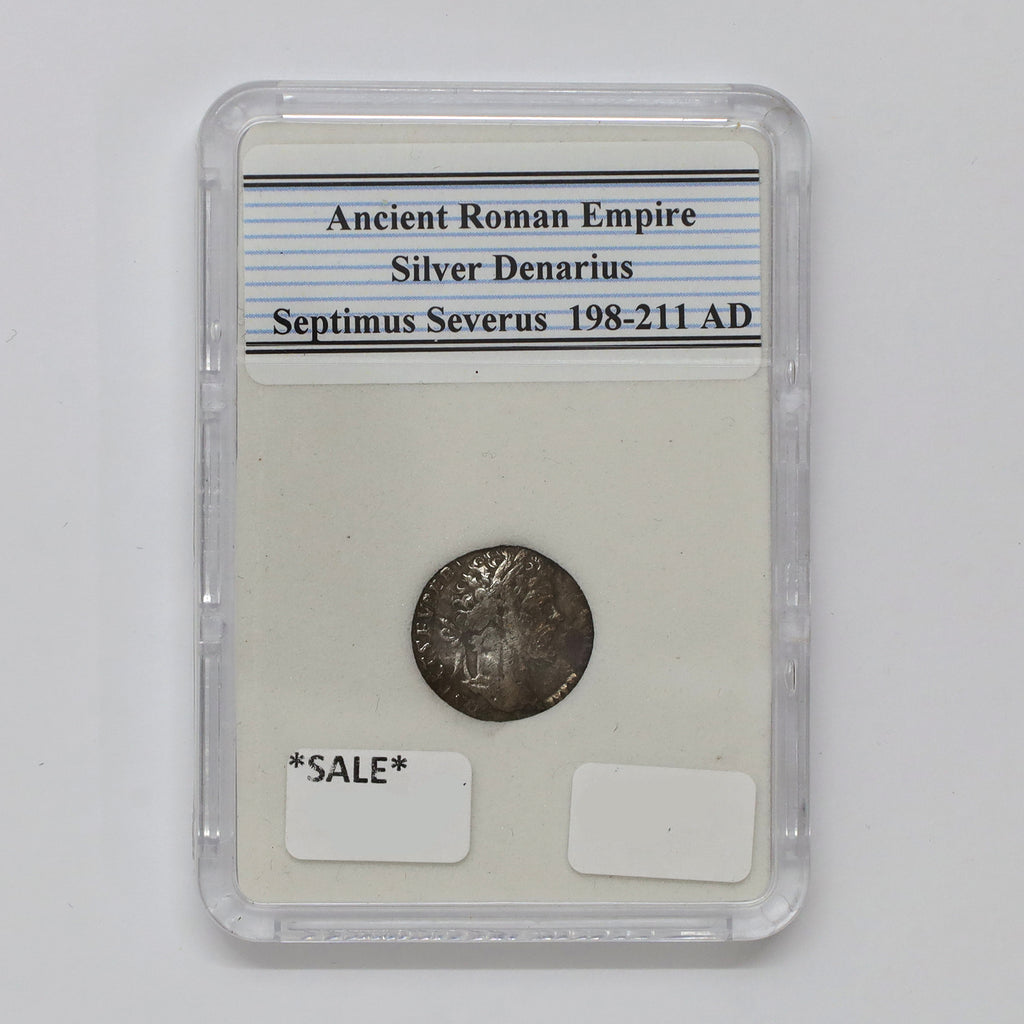 Ancient Rome 198-211 AD Septimius Severus Silver Denarius in Slab (DOD)