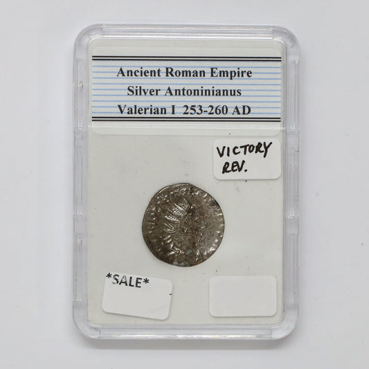 Ancient Rome 253-260 AD Valerian I w/ Victory Reverse Silver Antoninianus in Slab (DOD)