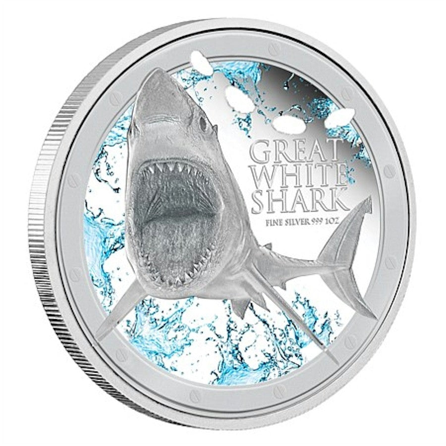 2012 Niue $2 1oz. Great White Shark Proof Silver (No tax)