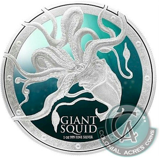 2015 Niue Ocean Predators - Giant Squid 1oz. Silver Coin (TAX Exempt)