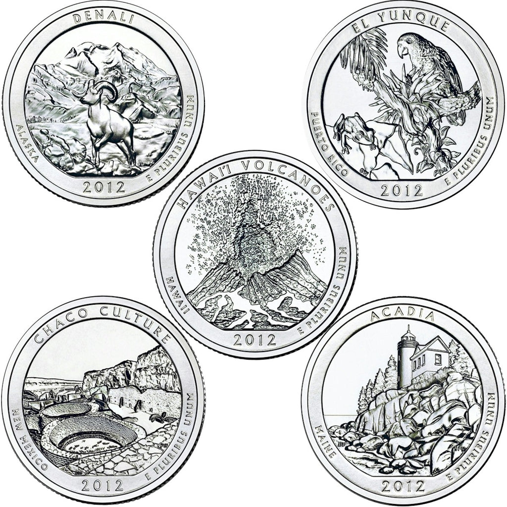 2012 US National Parks Quarter Set - P&D Singles (total of 10 coins)
