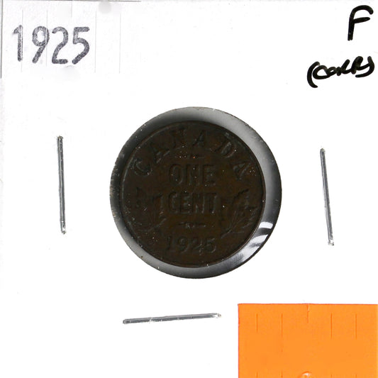 1925 Canada 1-cent Fine (F-12) Corrosion, marks, or impaired