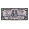BC-24b 1937 Canada $10 Note Gordon-Towers, Very Fine (VF20) Stains, Tears or Impaired
