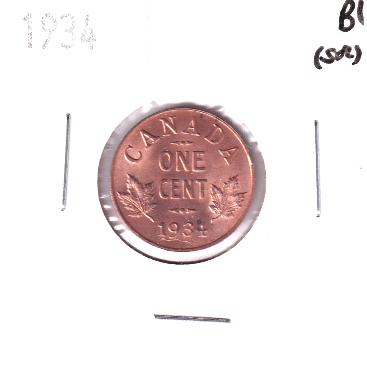 1934 Canada 1-cent Brilliant Uncirculated (MS63) Scratched